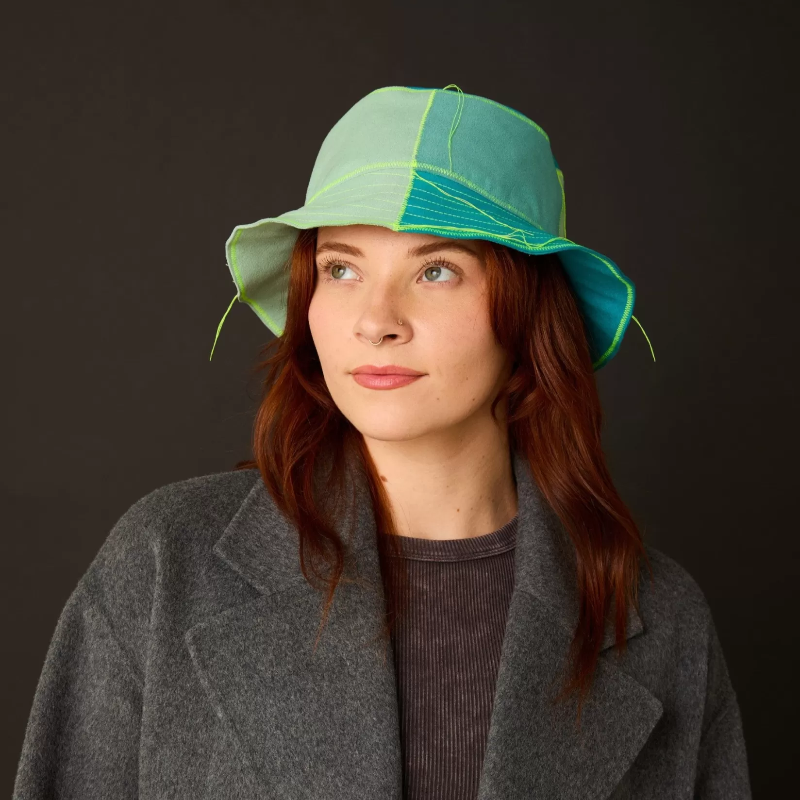 Cheap Allégorie A x F: Color-Blocked Bucket Hat, "Forever Green"